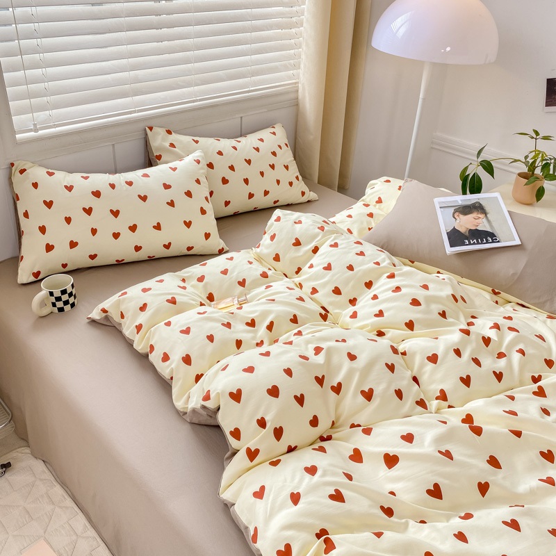 Home Textiles France - Korean Style Bedding Set Red Heart
