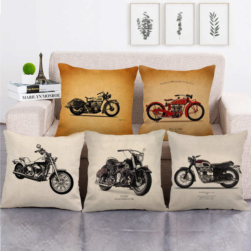 Home Textiles Industry - Retro industrial-style motorcycle pattern Digital printing