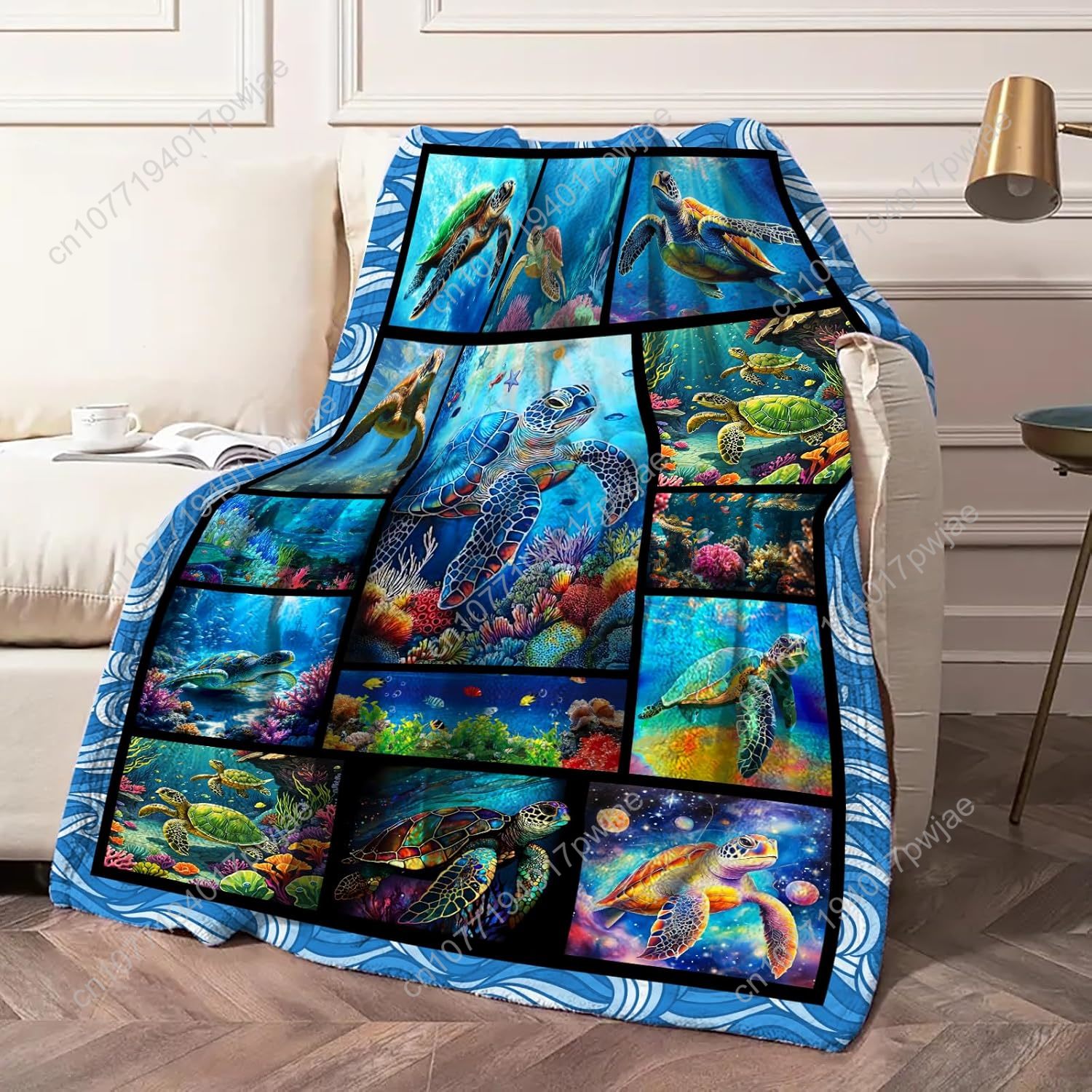 Sea Turtle Flannel Throw Blank - Home Art Textiles avis et prix