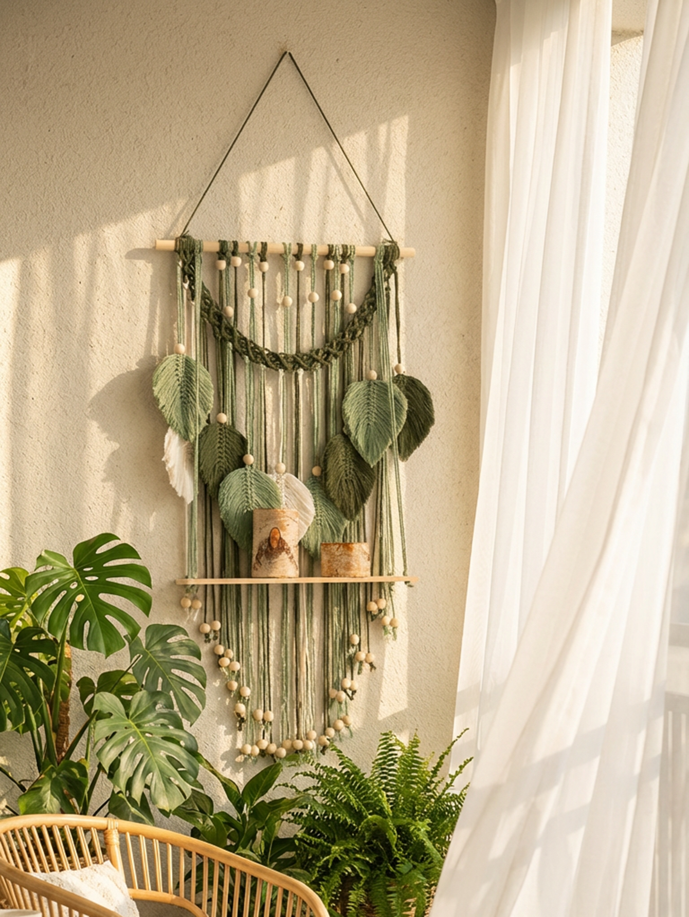Boho Macrame Wall Hanging Shel - Home Art Textiles avis et prix