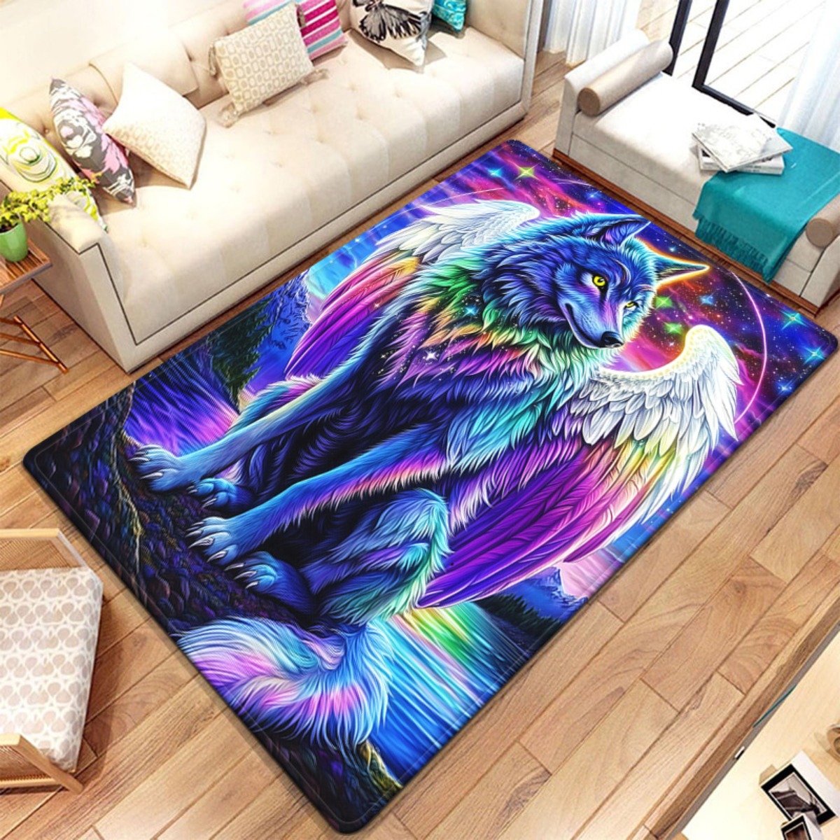 Colorful Angel Wolf Crystal Ve - Home Art Textiles avis et prix