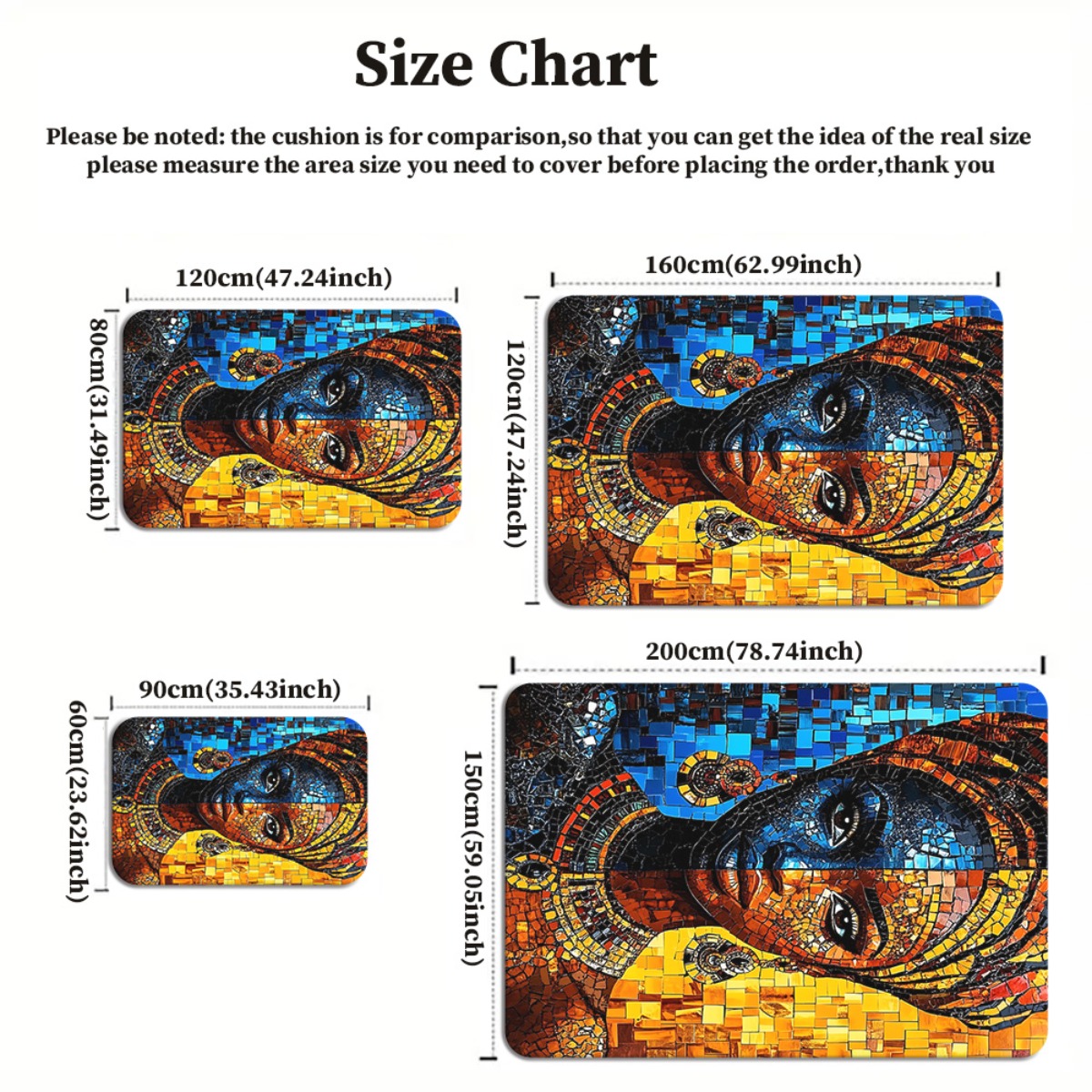 African mosaic woman art rug e - Home Art Textiles avis et prix