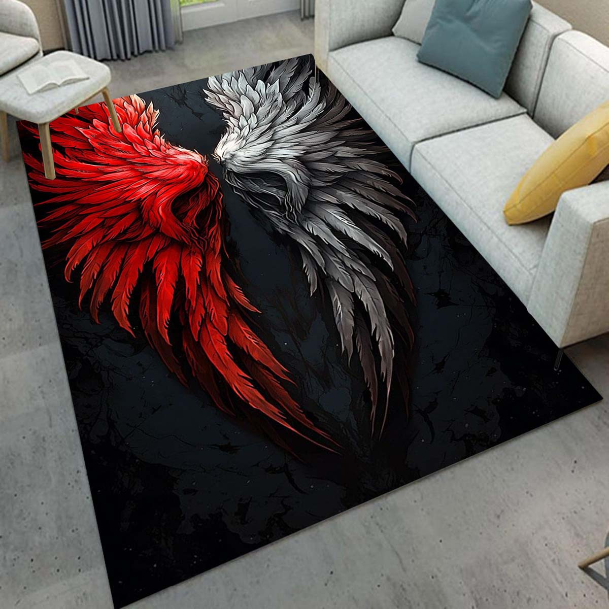 Red and White Wings Rug Modern - Home Art Textiles avis et prix
