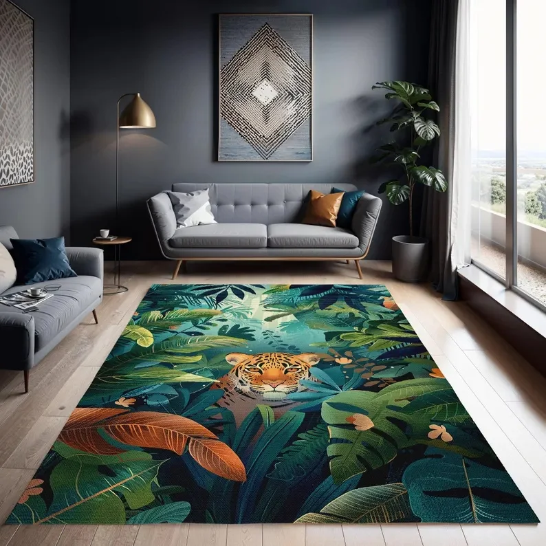 Tiger Kids Area Rug Jungle Tro - Home Art Textiles avis et prix